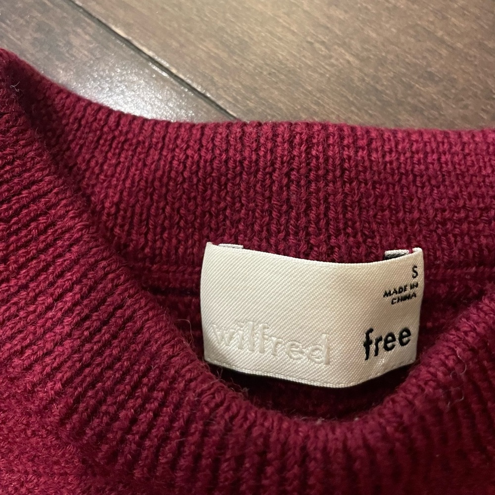 Cropped Crewneck Sweater in Deep Wine - Picture 2 of 2
